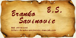 Branko Savinović vizit kartica